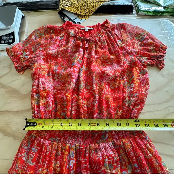 We're All‎ Pretty Girls Boho Summer Floral Elastic Waist Mini Dress Red Small - Image 10