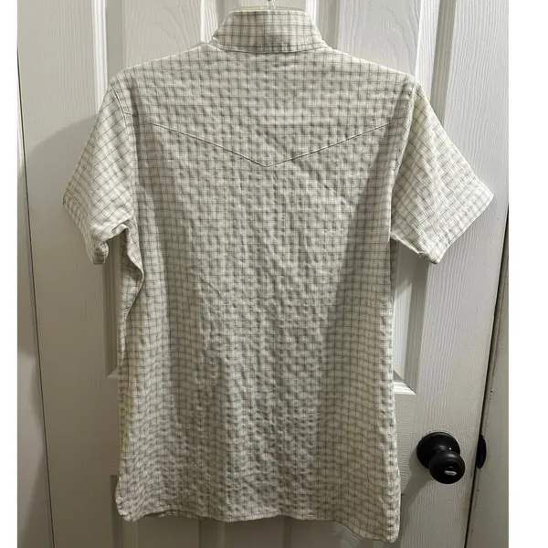 Ariat Women’s Buttondown Green Cream Plaid Shirt Western Horse Riding Top 36 M ! - Image 2