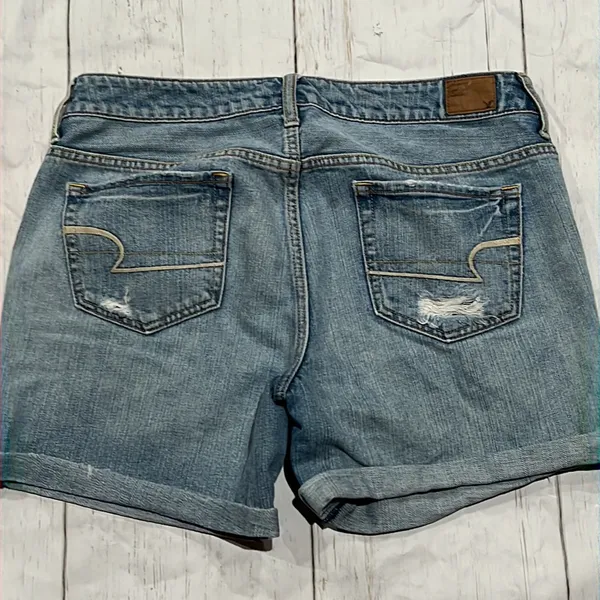 American eagle blue distressed denim shorts - Image 3