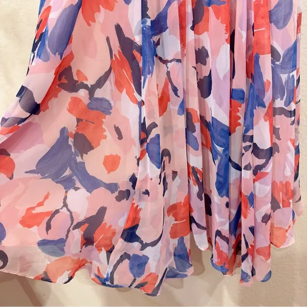 En Saison Arlie Midi Dress with Tie Straps in Blush Blue Floral Size Small NWT - Image 4