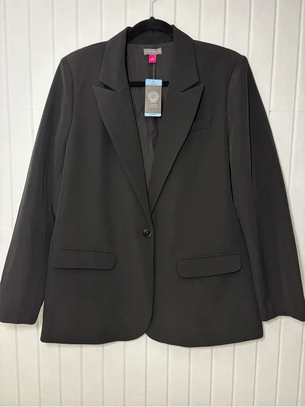 Vince Camuto Black Single-Button Notch Lapel‎ Blazer Jacket Size L Career Chic - Image 5