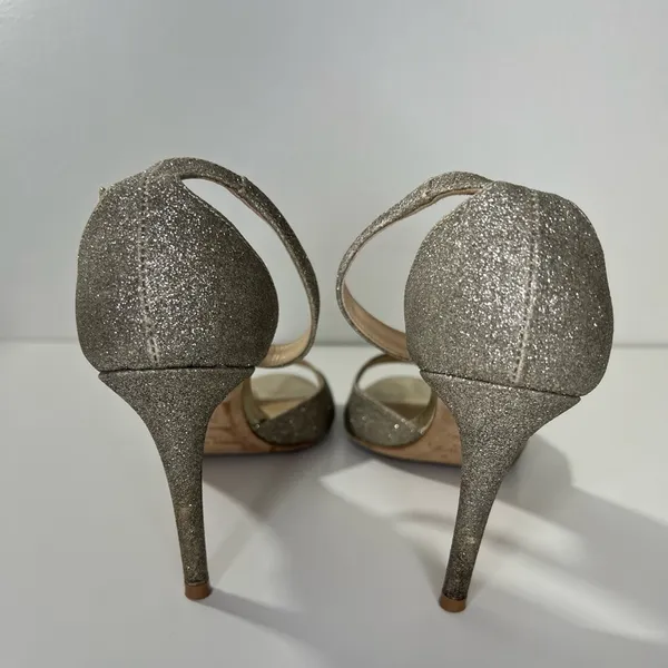 Jimmy Choo Annie D'Orsay Ankle-Strap Glitter Sandals Heels - Image 10