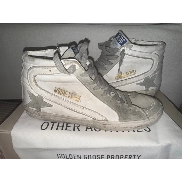 New Golden Goose Slide Classic White Gray Sneakers Size 10 - Image 5