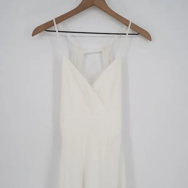 Lulus Romantic Inspiration Maxi Dress Womens M White Spaghetti Strap Faux-Wrap - Image 4