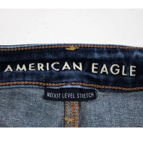 AEO Womens 4 Super Hi-Rise Jegging Distressed‎ Dark Wash Stretch Hipster Grunge - Image 7