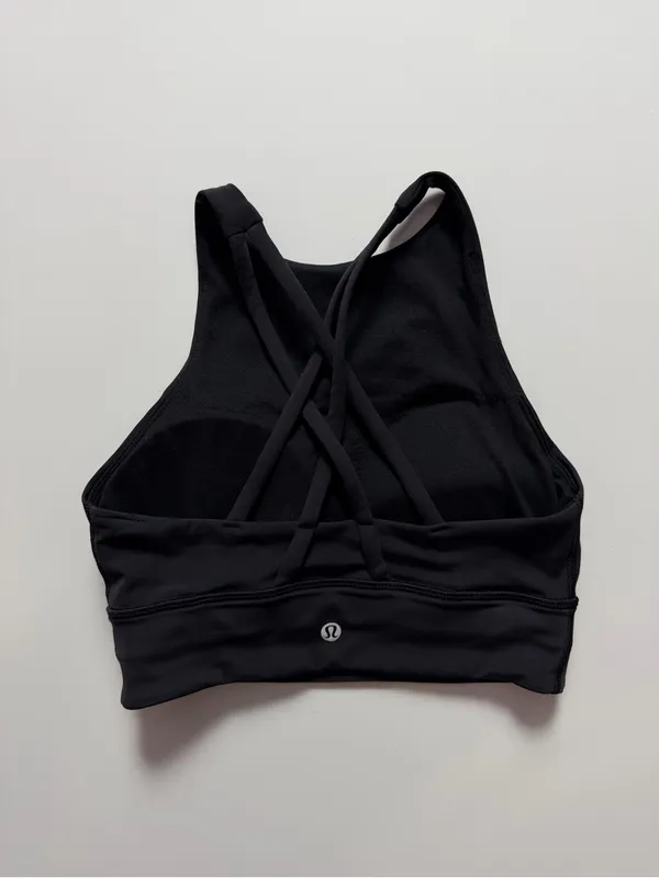 Lululemon Energy Bra High Neck Long Line *Tough, Black, Size 4 - Image 2