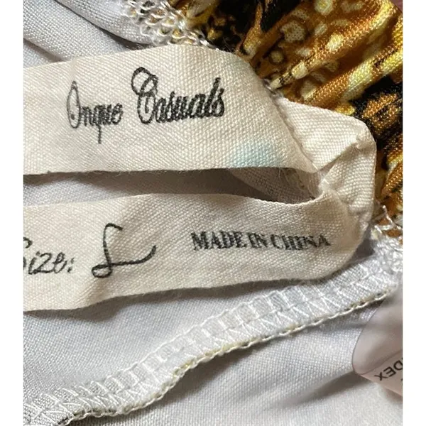 Onque Casuals Yellow Black White Paisley Abstract Lounge Pants Size Large L - Image 7