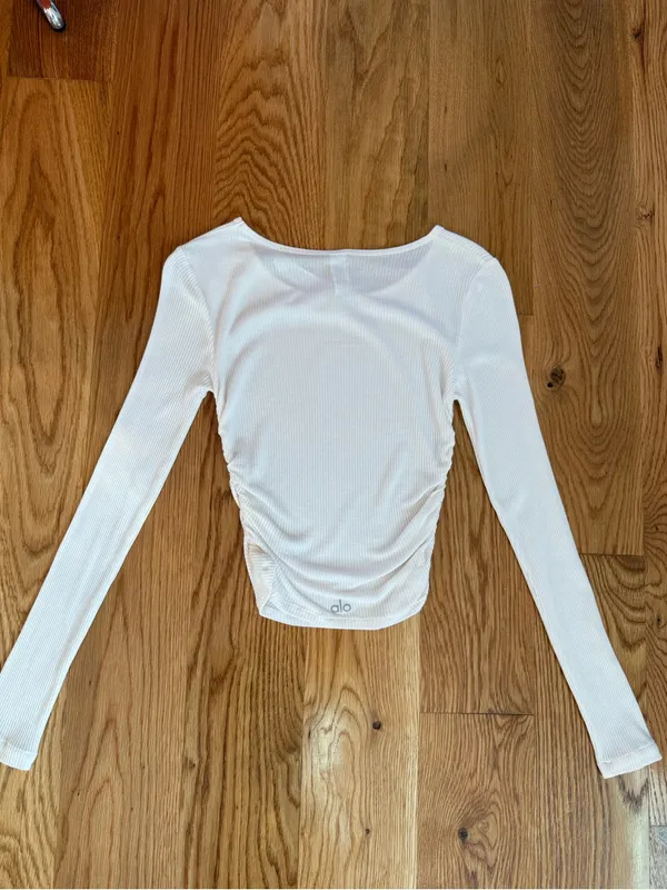 Alo Yoga Gather Long Sleeve Top in White or Ivory - Image 6