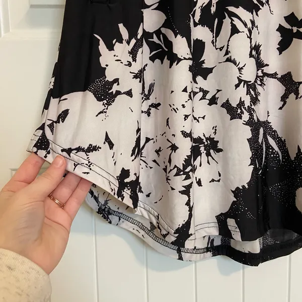 EUC Vintage R & B collection women’s black white‎ floral collared button dress L - Image 4