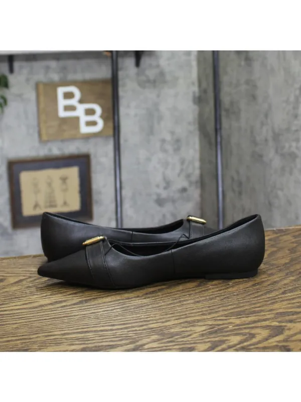 A New Day Womens Valentina Pointed Toe Buckle Ballet Flats 94462479 Black 7M - Image 7