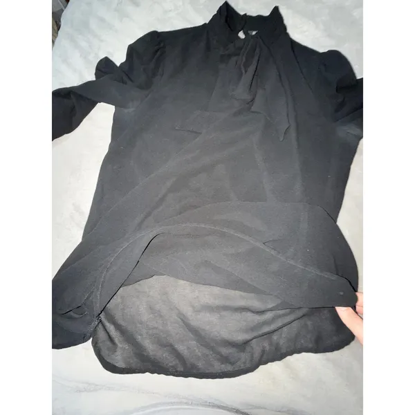 Zara Women Black Formal‎ Long Sleeve High Neck Blouse Size Lined Size Medium - Image 7