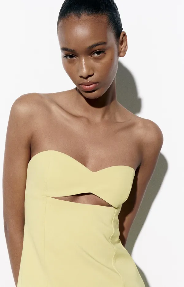 Zara Bodycon Strapless Mini Lemon Party Coctail Shower Bridal 🍋Dress - Image 16
