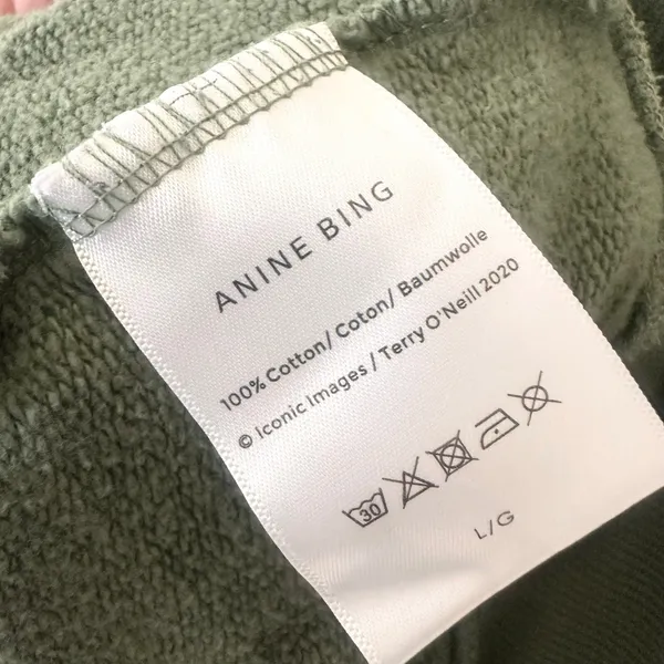 Anine Bing Sport Tyler Sweatshirt Artichoke Green Collegiate Lettering Large - Image 7