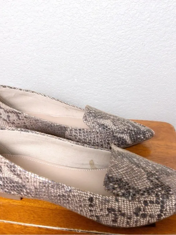 NWT Essex Lane Aleanor Pointed Toe Flat 6 Tan Multi Snake Faux Leather - Image 6