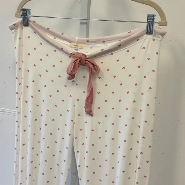Eberjey Gisele Heart Print Pajama Pants Joggers Cream Pink XS 1331 - Image 3
