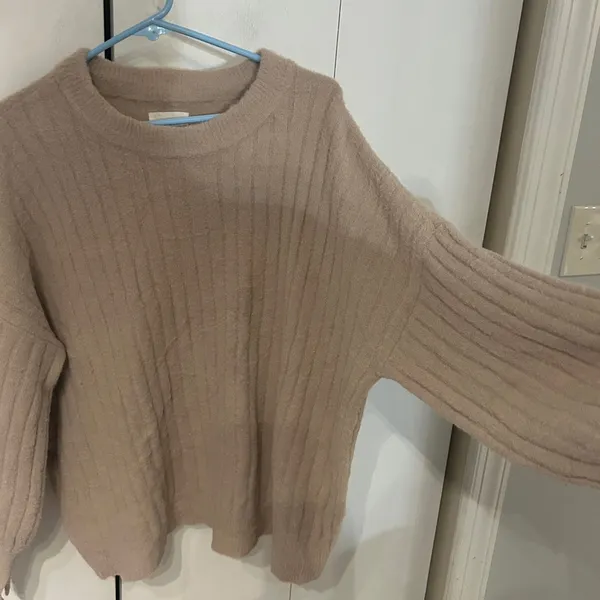 Aerie Soft Brown Ribbed Crew Neck Sweater - Image 7