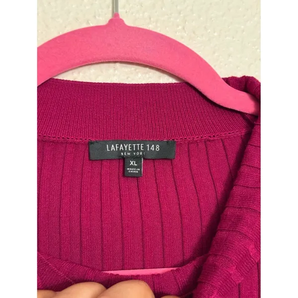 Lafayette 148 New York Sleeveless Mock Neck Ribbed Tank in fuchsia Pink size XL - Image 10