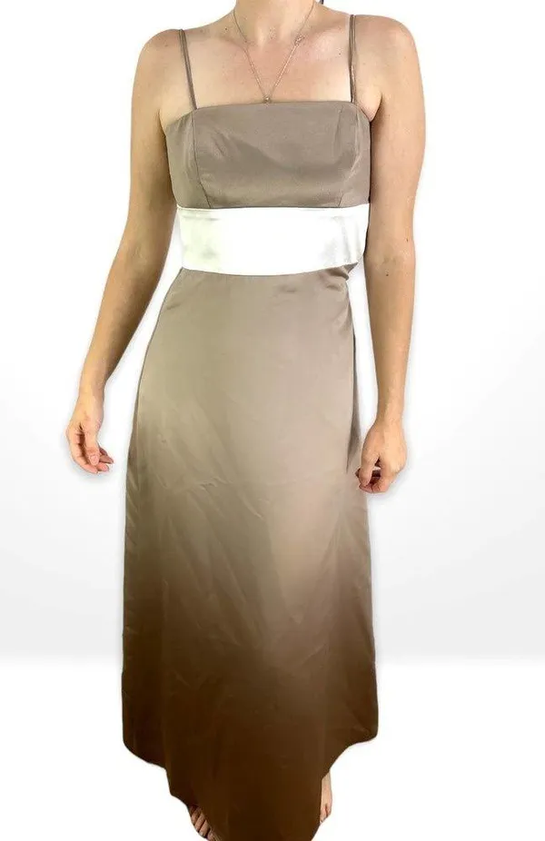 00s THREAD Vintage Brown White Striped Spaghetti Strap Maxi Gown - Image 2