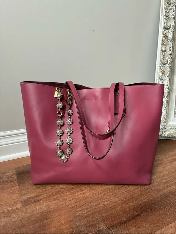Coach Central Leather Tote 39, Peony Pink / Gold - Image 16