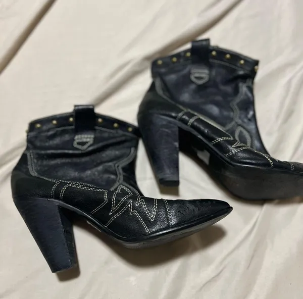Leather western ankle boots Black Size 11 - Image 6