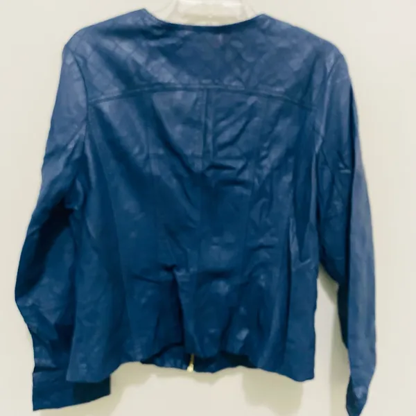 Alfani Women's Navy Leather Jacket - Image 3
