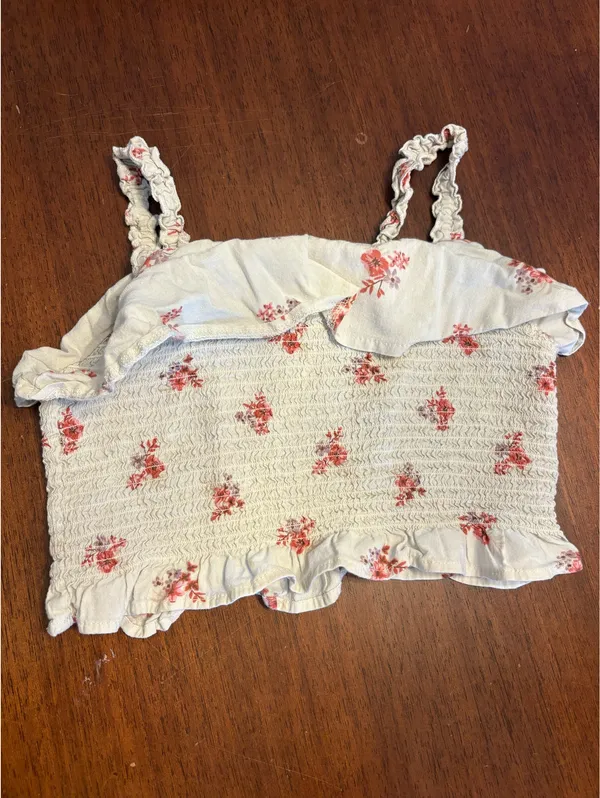 Wonder Nation Girls’ White Flowers Ruffled Tank Top - Image 2
