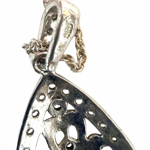 Clear Stone Teardrop Filigree Pendant Necklace - Image 5