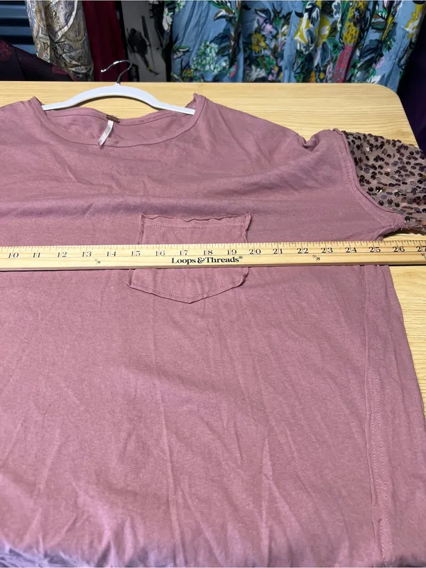 Free People Dusty Rose Sequin-Sleeve Pocket Long Sleeve Tee - Image 11