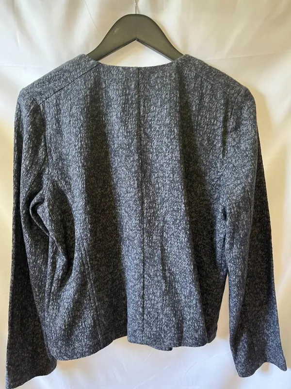 Eileen Fisher Black and White Tweed Blazer, Size M - Image 3