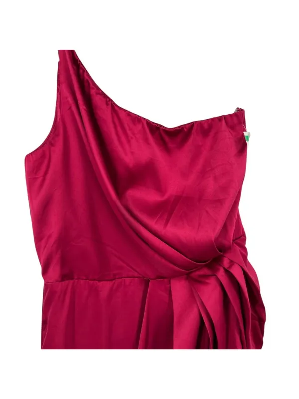 Lulus One Shoulder Asymmetric Satin Cocktail Party Midi Dress Red Size XS NWOT - Image 3
