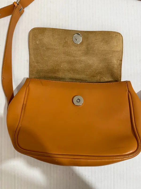 Furla Made in Italy Leather Crossbody Bag Caramel Brown Small Minimalist - Image 8