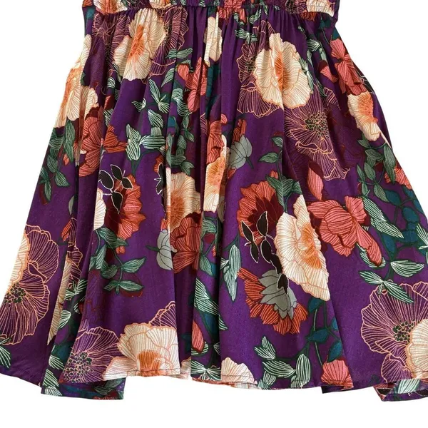 Band of the Free Aimee Purple Floral Puff Sleeve Mini Dress Women’s Size Medium - Image 9