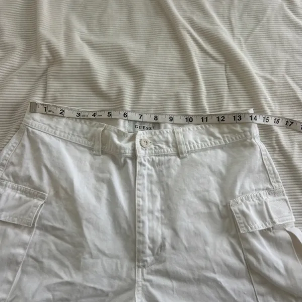 Guess White Women's Cargo Shorts - Utility Pocket Style - Image 3