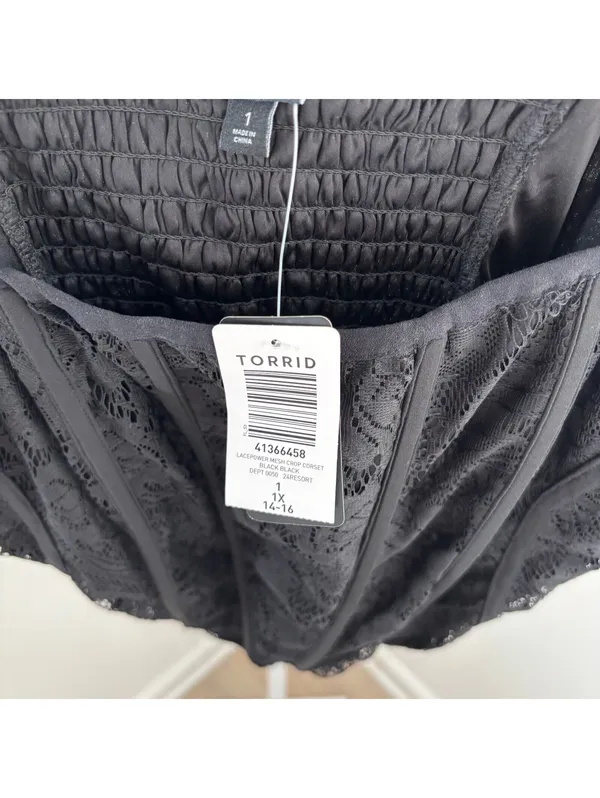 Torrid NWT Women's Black Lacepower Mesh Crop Corset Size 1X - Image 4