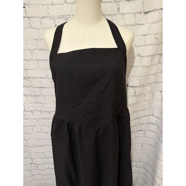 NWT Kirundo black sleeveless midi halter dress cotton blend size large - Image 2