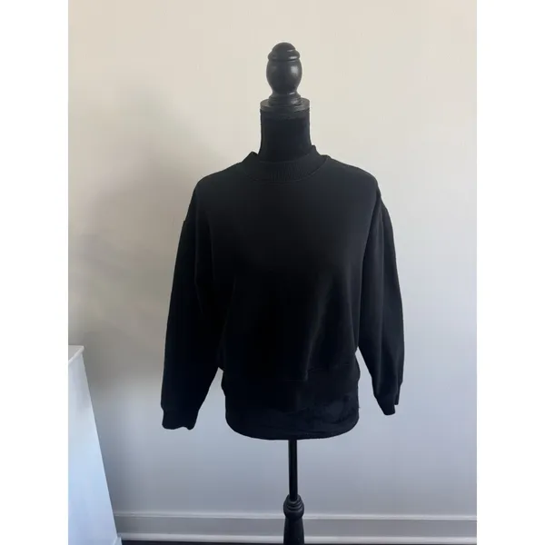 A New Day Women's Black Cropped Sweatshirt Long Sleeve Pullover Size M - Image 2