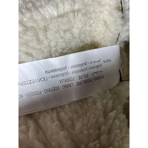 Stradivarius Women's Brown Fleece Sherpa Hoodie Full Zip Faux Leather Jacket L - Image 8