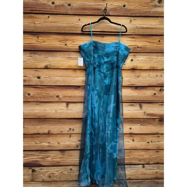 NWT Rene Ruiz Collection Teal Strapless Organza Gown Size 16 - Image 9