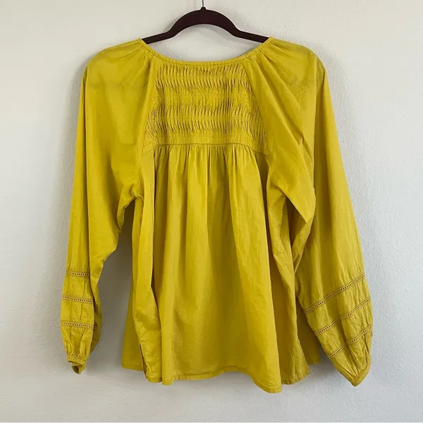 Cleobella Nerea Cotton Blouse in Citrine Yellow‎ Balloon Sleeves Size Medium - Image 6