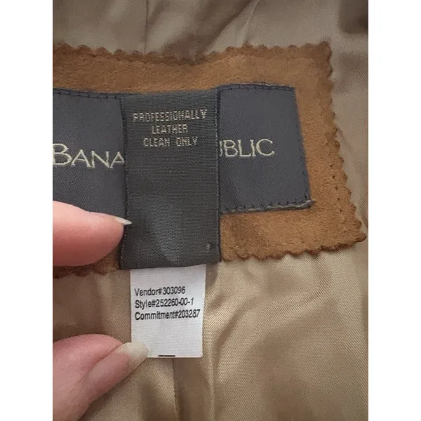 Vintage Y2K Banana Republic Genuine Leather Suede Coat Women Large Brown Jacket* - Image 10