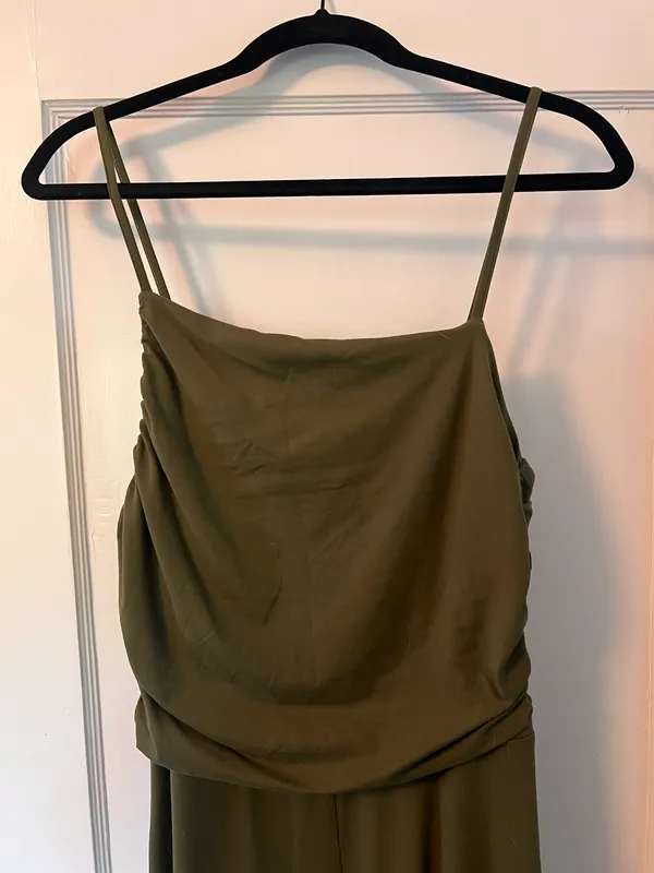 Cider Solid Asymmetrical Neck Wide Leg Jumpsuit - Image 2