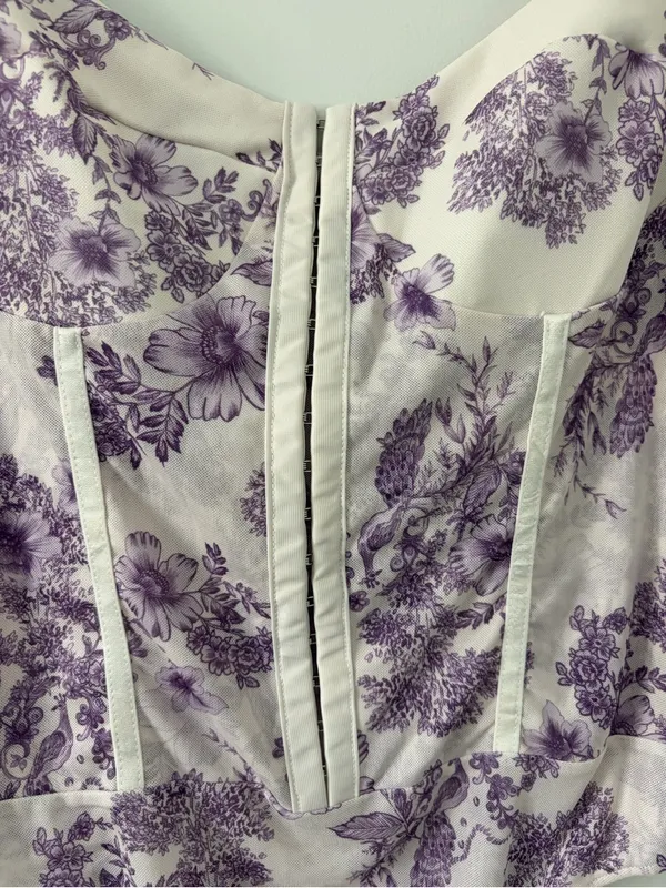 Free People Intimately Night Rhythm Sleeveless Corset Bodysuit Purple Ivory XL - Image 4