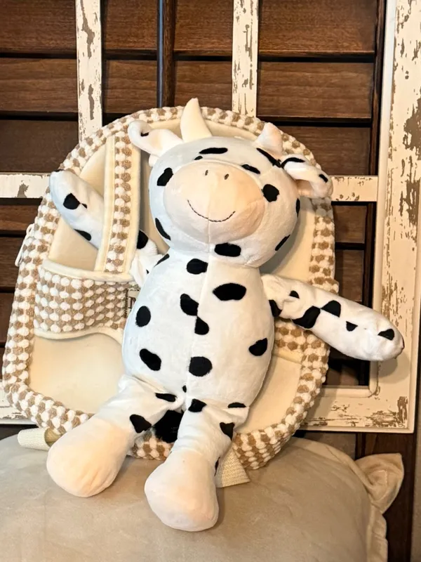 Myra Bag Plush Cow Kids Backpack in Cream and Black - Image 6
