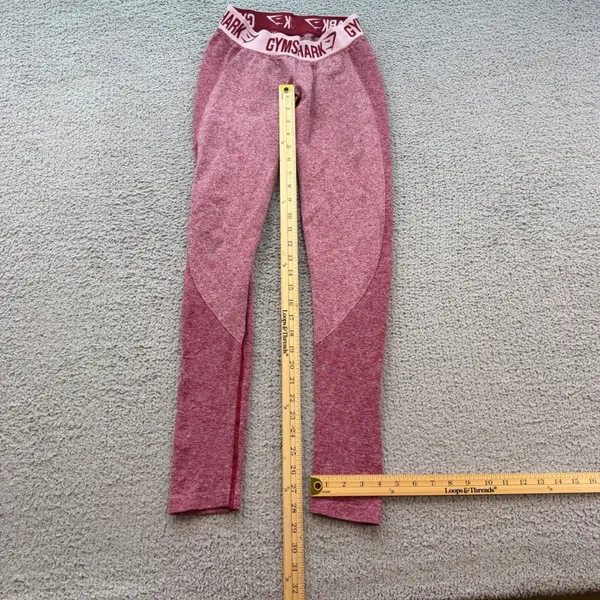 Gymshark Flex Leggings Womens Small Burgundy Pink Marl Seamless Activewear Gym - Image 3