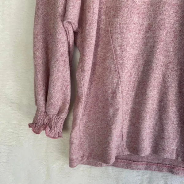 Thyme‎ + Honey Womens Marled Knit Pullover Top Smocked Ruffle Cuff NWT Size M - Image 3