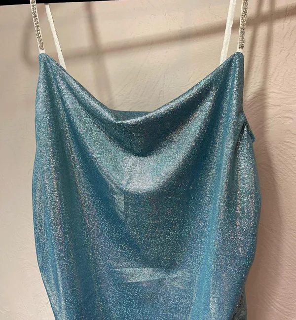 Mundefeis Light Blue Iridescent Shimmering Minidress - Image 2