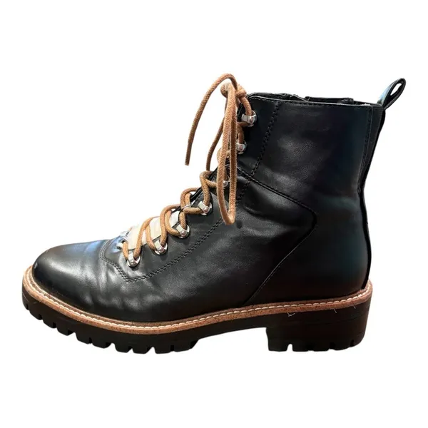 A New Day Combat Boots Womens 10 Black Faux Fur Trim Lug Sole Zipper Hiking Moto - Image 12