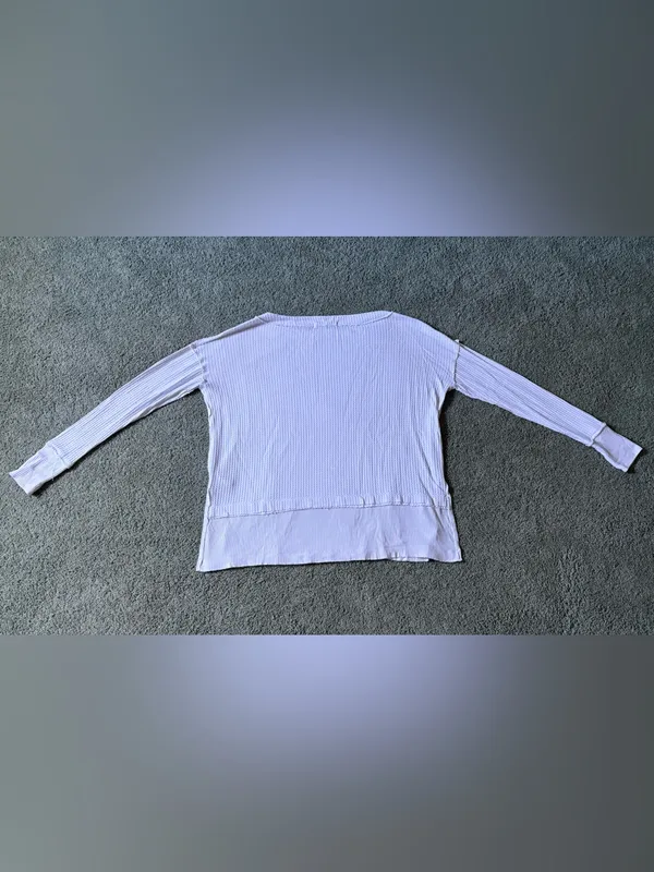We The Free Oversized Waffle Knit Long Sleeve Womens S White Boho Thermal - Image 9