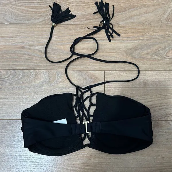 Abercrombie and fitch‎ black crochet bikini top size small - Image 2