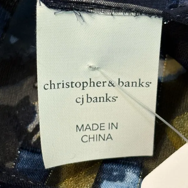Christopher & Banks Yellow and Blue Floral Lightweight Scarf NWT - Image 4